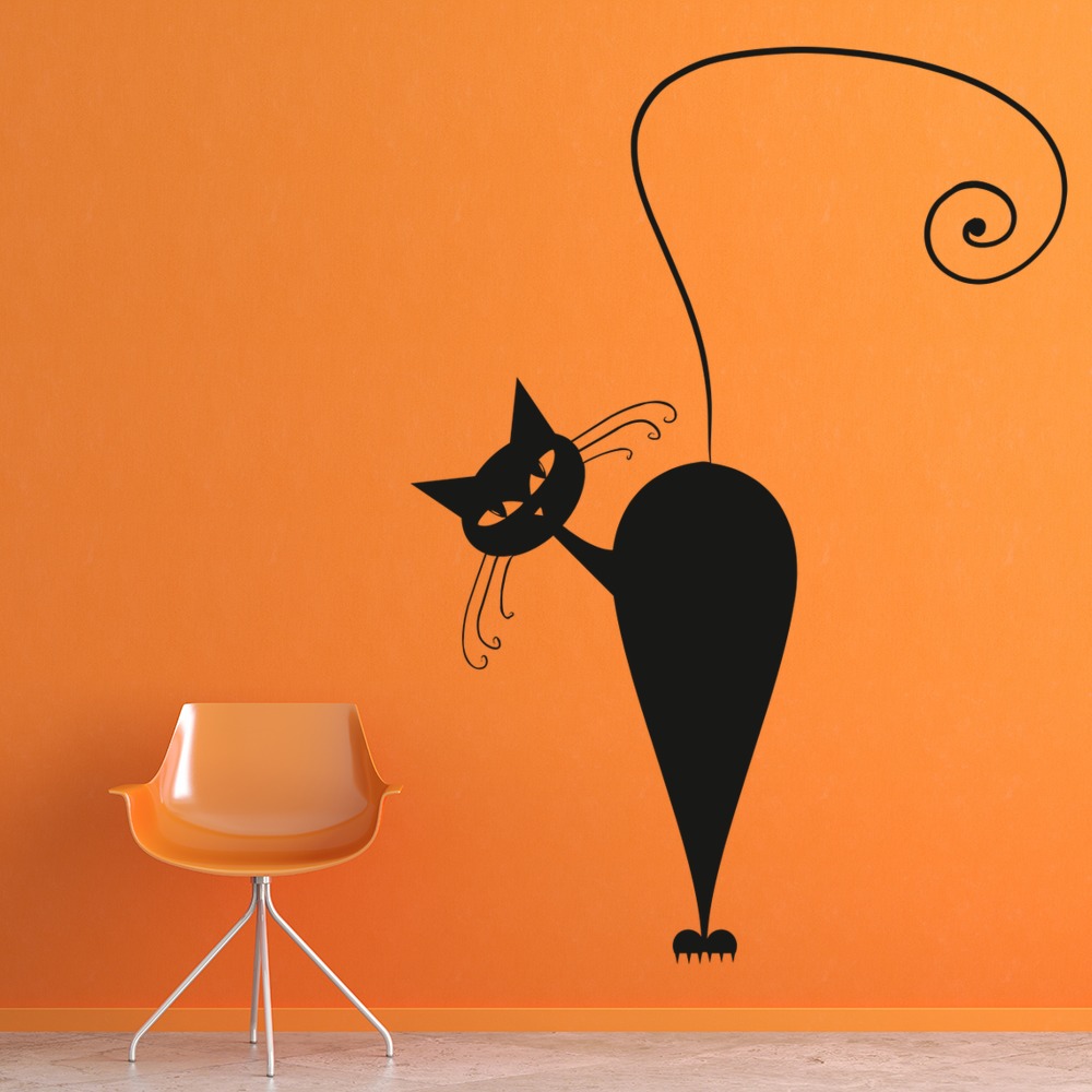 Black Cat Halloween Wall Sticker - Mod4