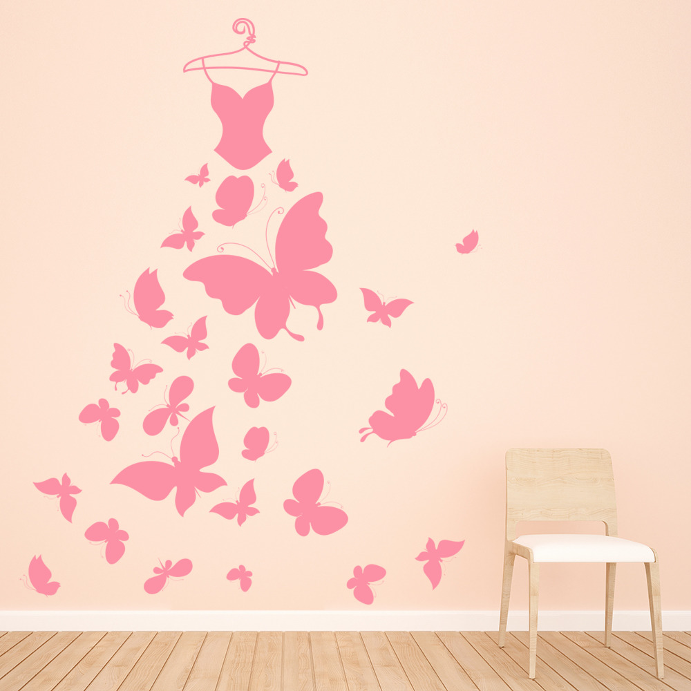 Butterfly Dress Princess Gown Wall Sticker