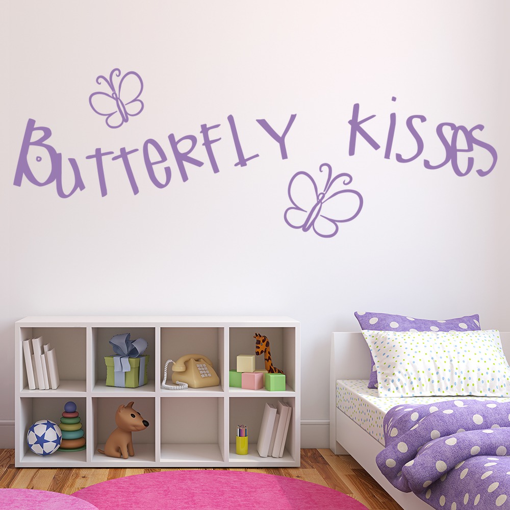 Butterfly Kisses Quote Butterflies Wall Sticker