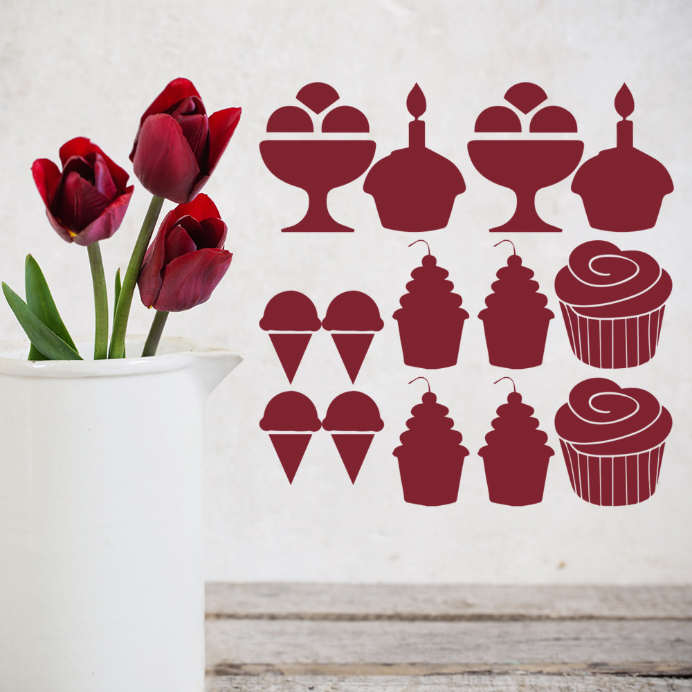 Cake Ice Cream Kitchen Cafe Wall Sticker Set