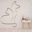 Cat And Dog Simple Outline Canine Feline Dogs Wall Sticker Home Decor Art Decals