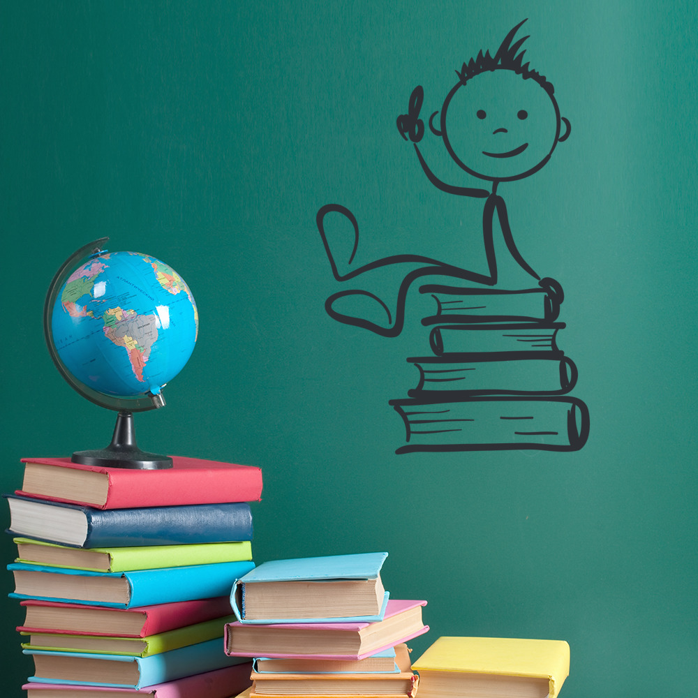 Child On Books School Classroom Wall Sticker