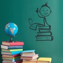 Child On Books School Classroom Wall Sticker