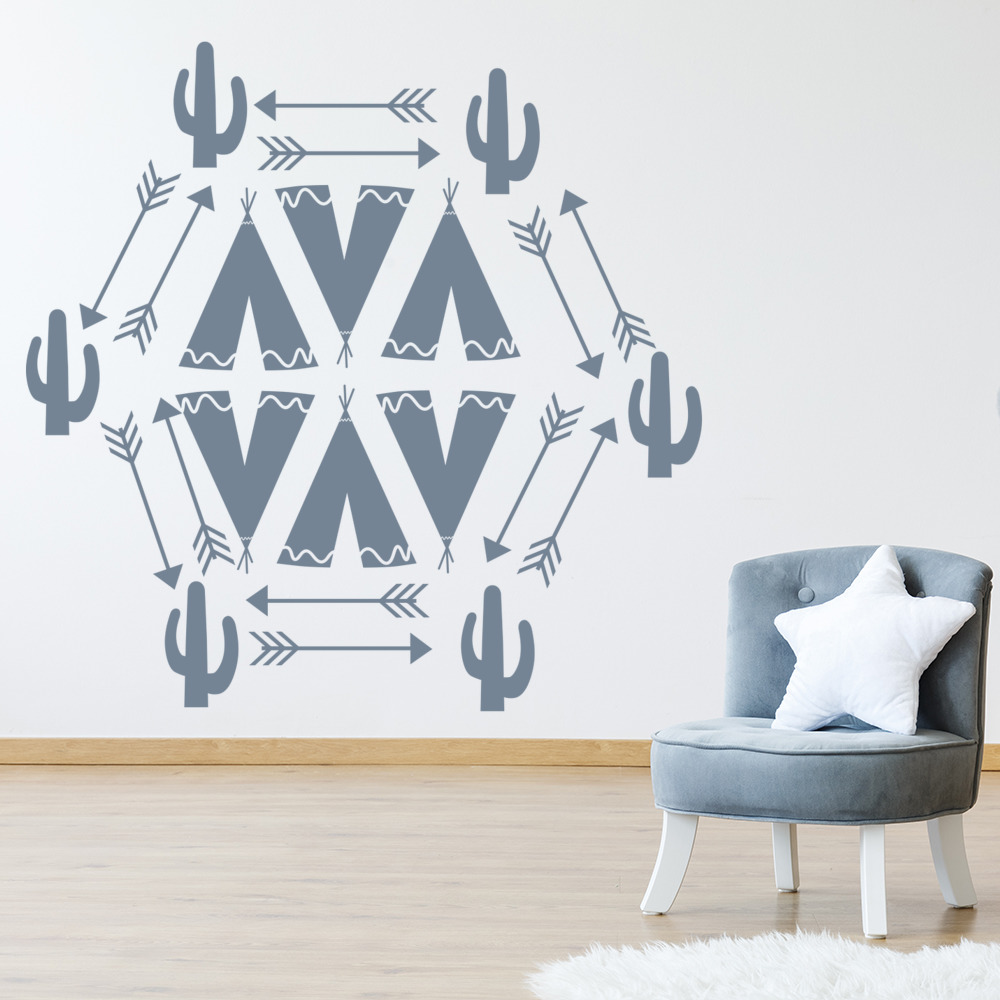Cowboys Cactus Arrows Indians Wall Sticker