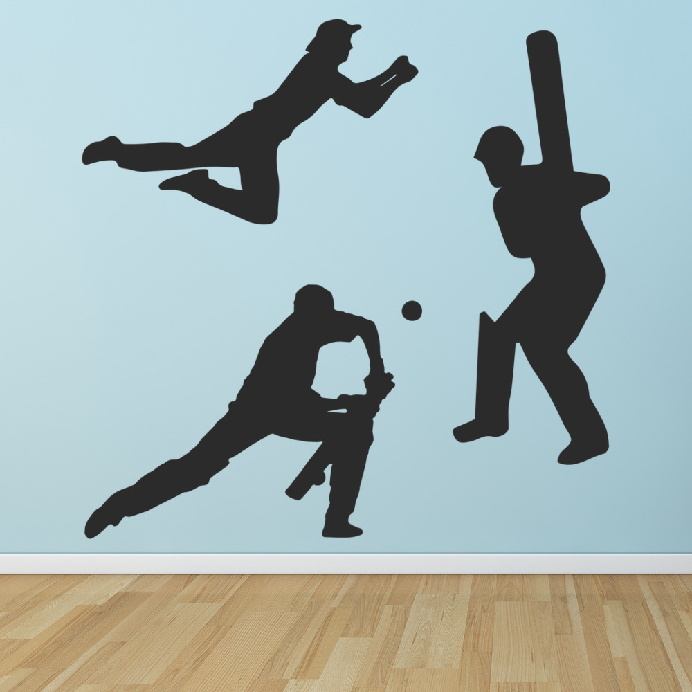 Cricket Players Sports Wall Sticker Set
