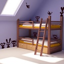 Cute Animal Cat Rabbit Birds Wall Sticker Set