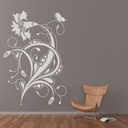 Delicate Flower Swirl Butterfly Wall Sticker