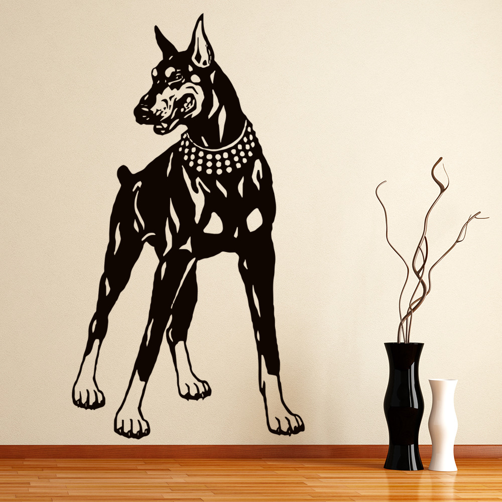Doberman Growling Large Dog Wall Sticker