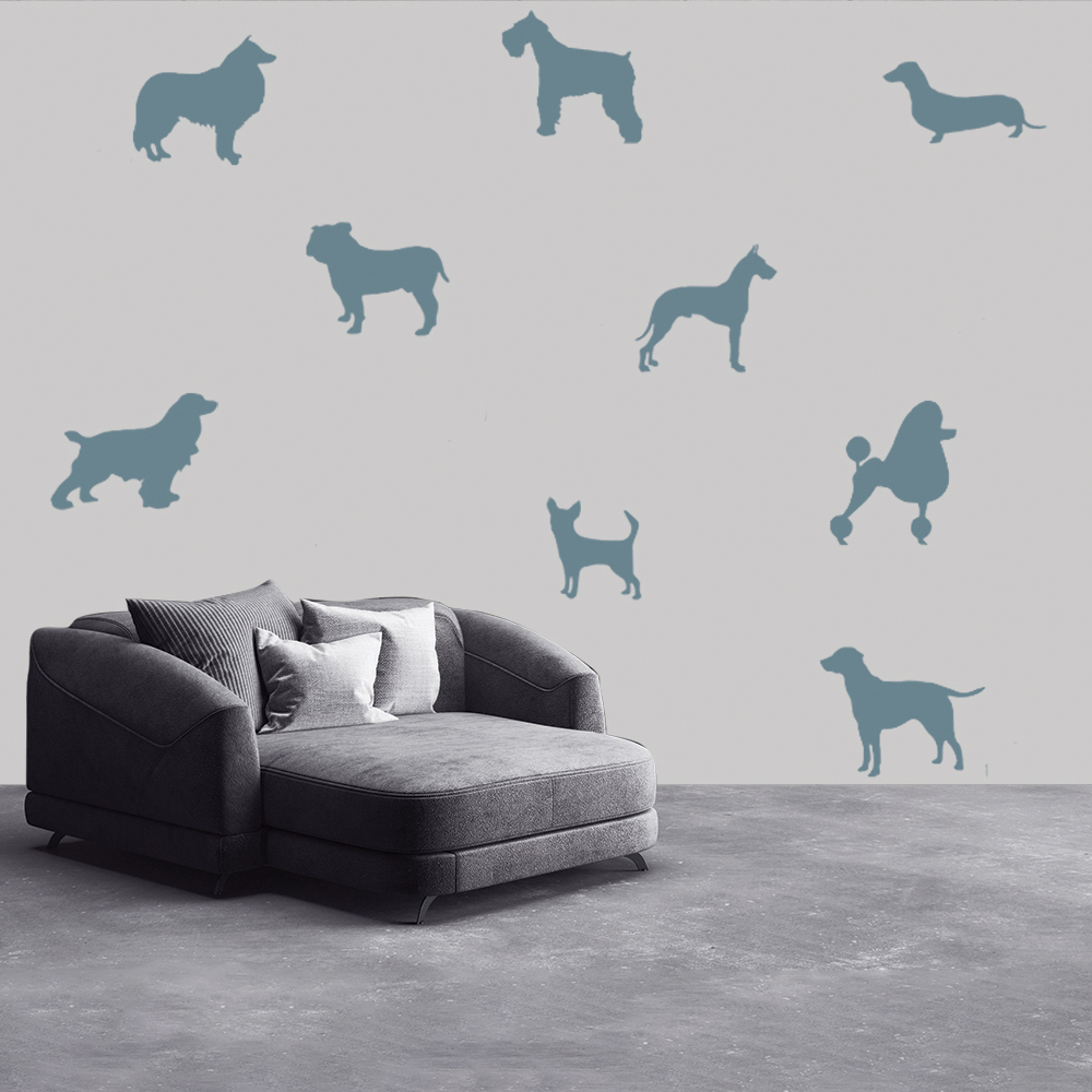 Dog Breeds Dog Grooming Wall Sticker Set