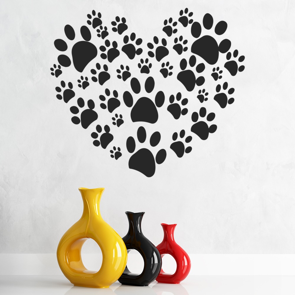 Dog Paw Love Heart Wall Sticker