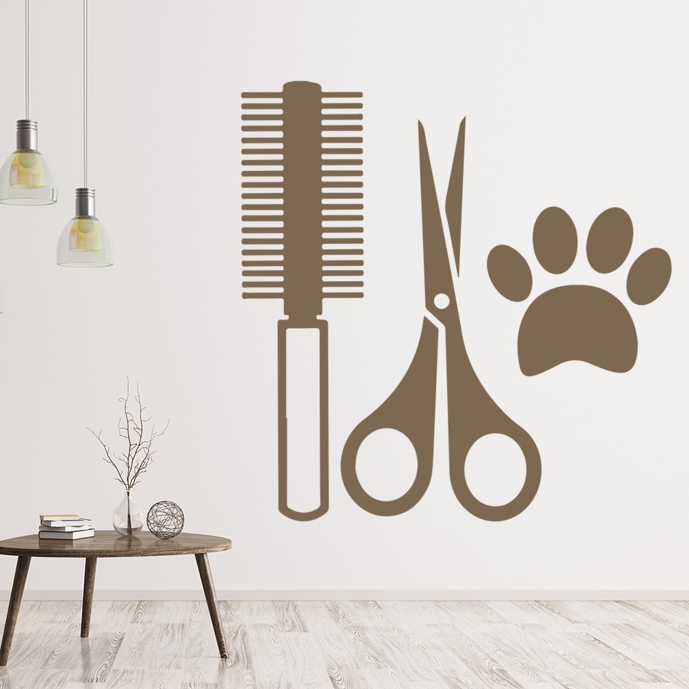 Dog Trim and Brush Pet Groomer Wall Sticker