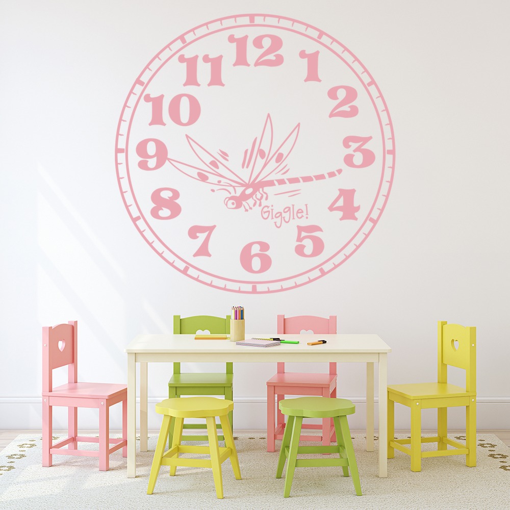 Dragonfly Clock Childrens Wall Sticker