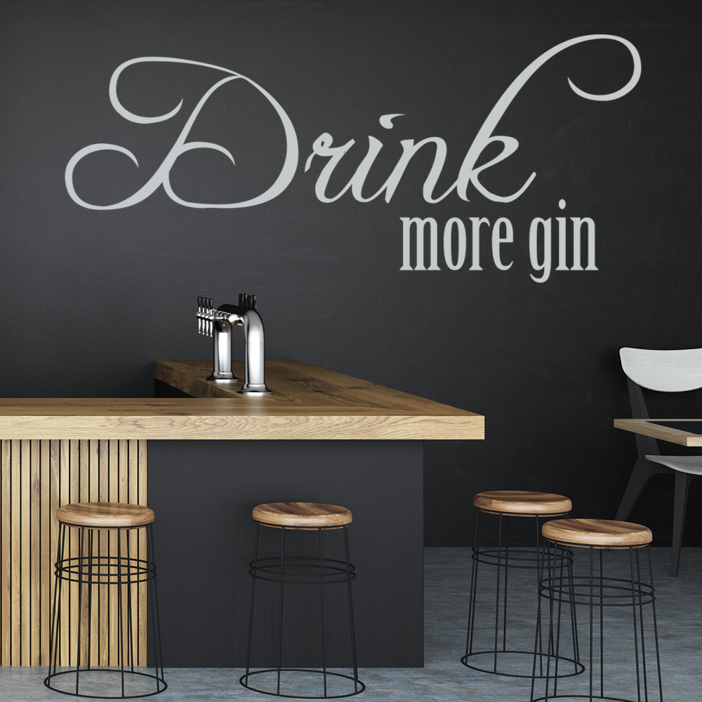 Drink More Gin Alcohol Quote Wall Sticker