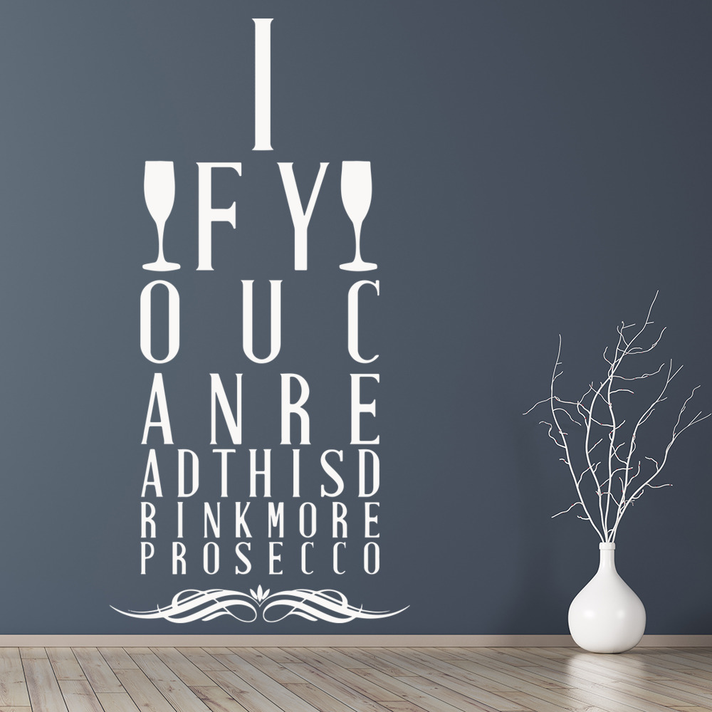 Drink More Prosecco Eye Chart Quote Wall Sticker