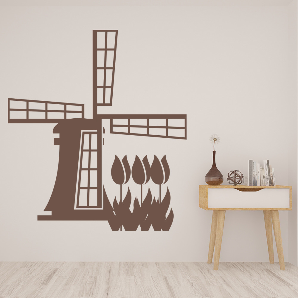 Dutch Windmill Tulips Wall Sticker