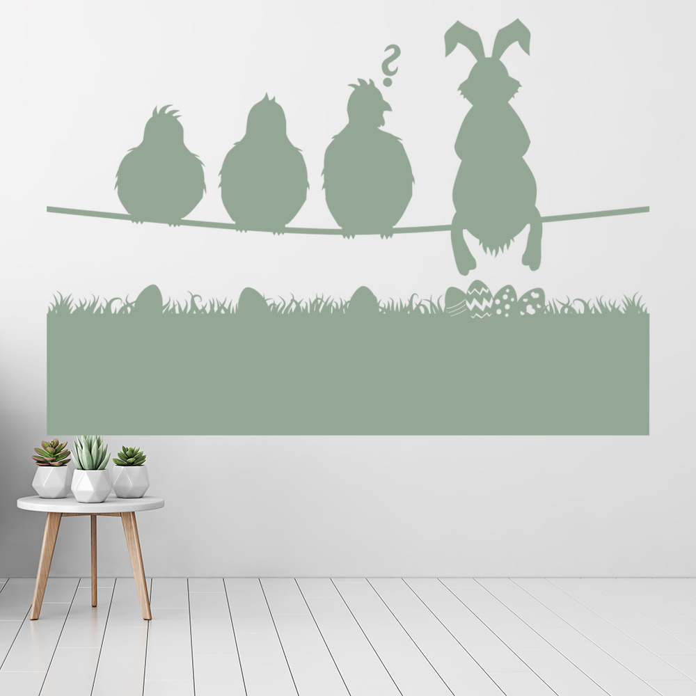 Easter Bunny Birds Wall Sticker Scene