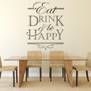 Eat Drink Be Happy Quote Wall Sticker
