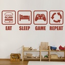 Eat Sleep Game Repeat Gamer Kids Wall Sticker - Mod5