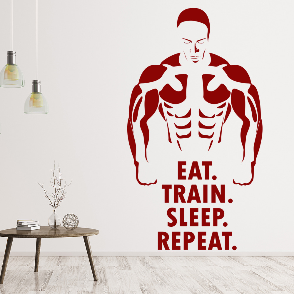 Eat Train Sleep Repeat Bodybuilding Wall Sticker