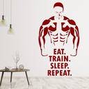 Eat Train Sleep Repeat Bodybuilding Wall Sticker