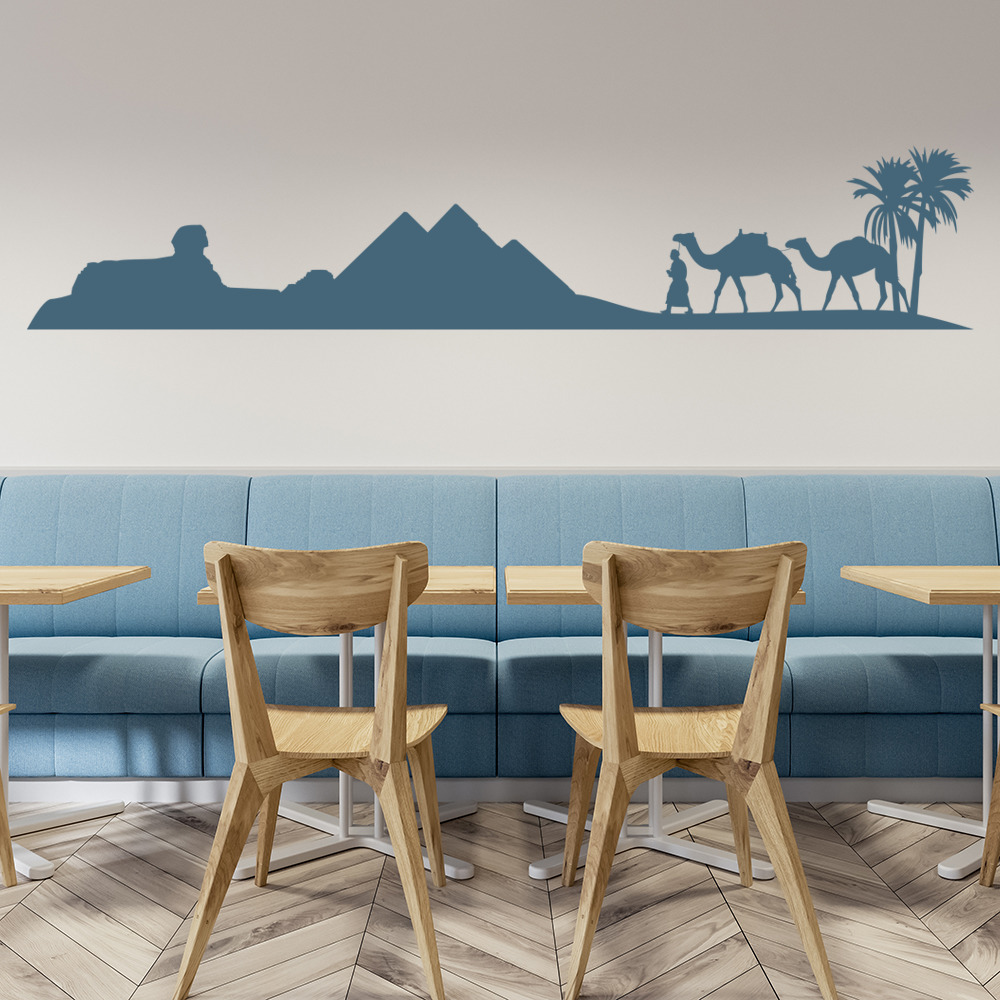 Egyptian Desert Pyramids Camels Wall Sticker Scene