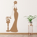 Elegant Woman Vintage Telephone Wall Sticker