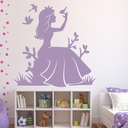 Fairytale Princess Flowers Birds Wall Sticker