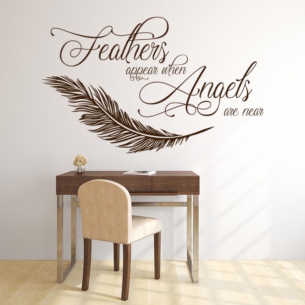 Feathers Appear Angels Are Near Quote Wall Sticker