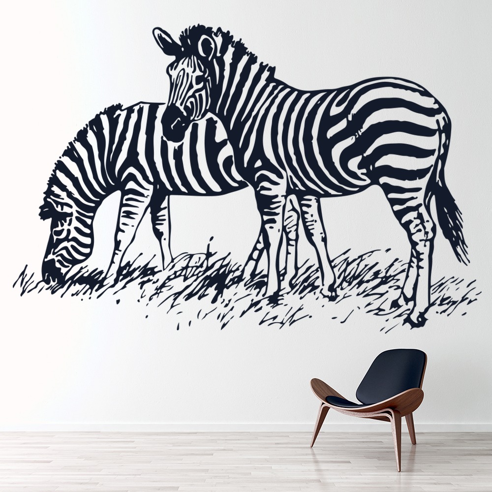 Feeding Zebra Safari Animals Wall Sticker