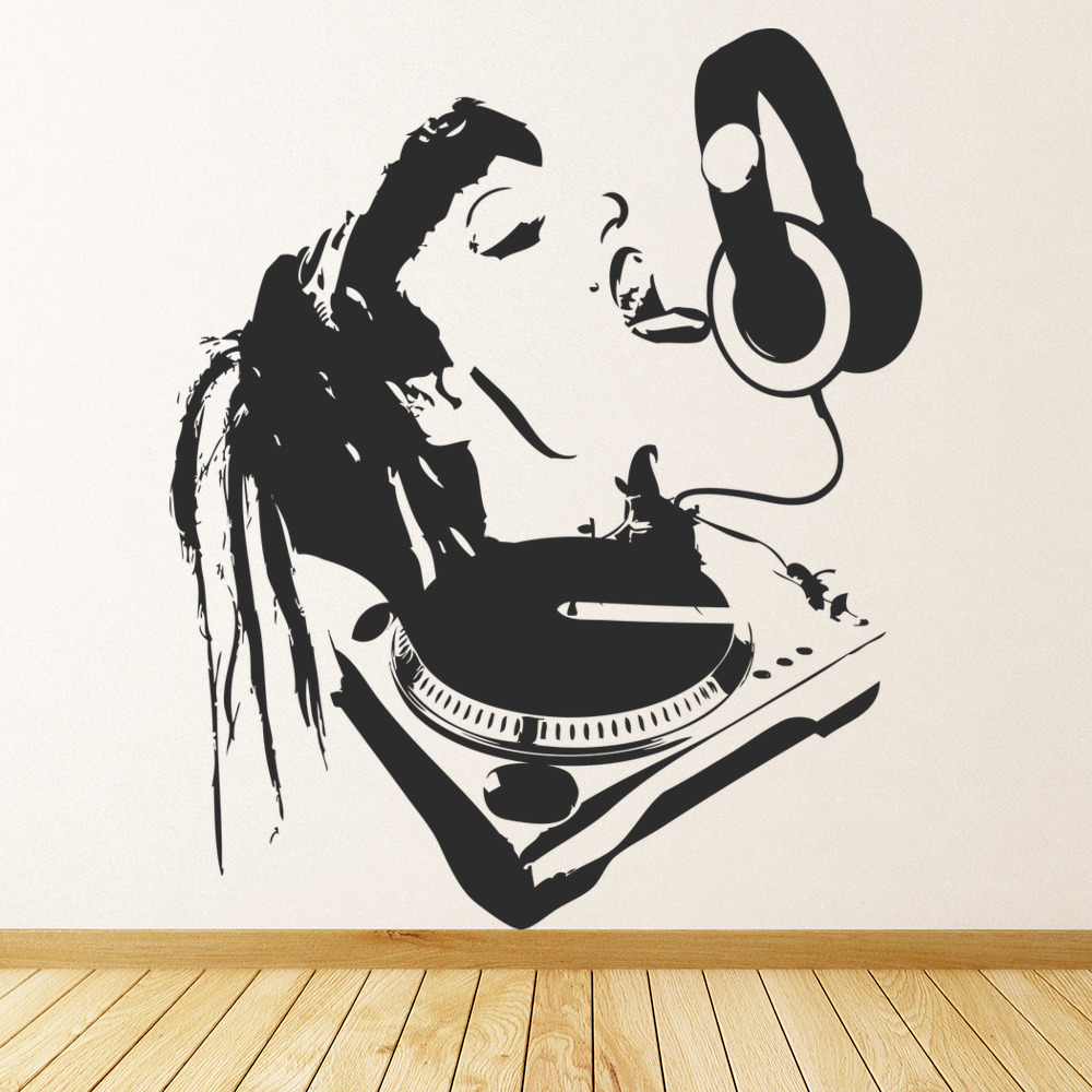 Female DJ Dance Music Wall Sticker