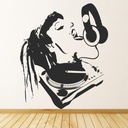 Female DJ Dance Music Wall Sticker
