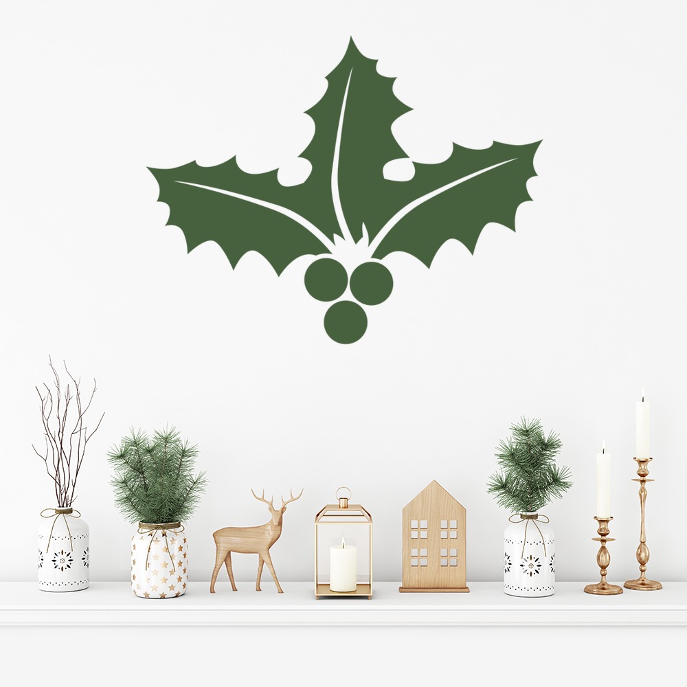 Festive Holly Christmas Wall Sticker