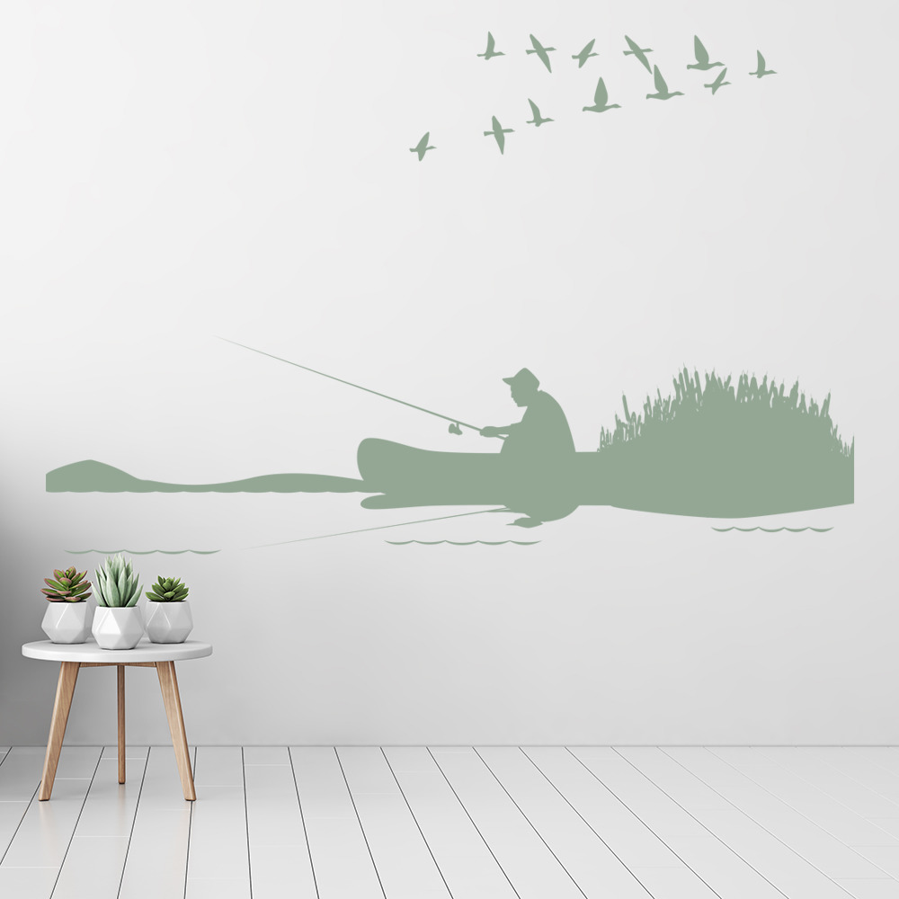 Fishing Scene Angling Fisherman Wall Sticker