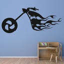 Flaming Motorcycle Motorbike Wall Sticker