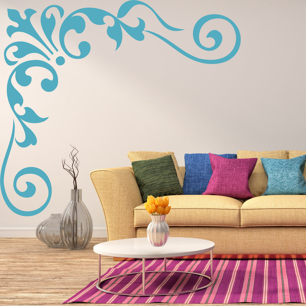 Floral Corner Swirl Wall Sticker