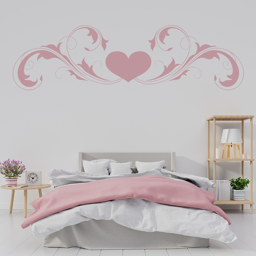 Floral Heart Love Heart Headboard Wall Sticker