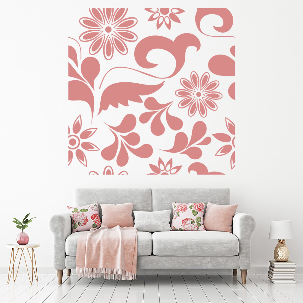 Floral Retro Print Flower Pattern Wall Sticker