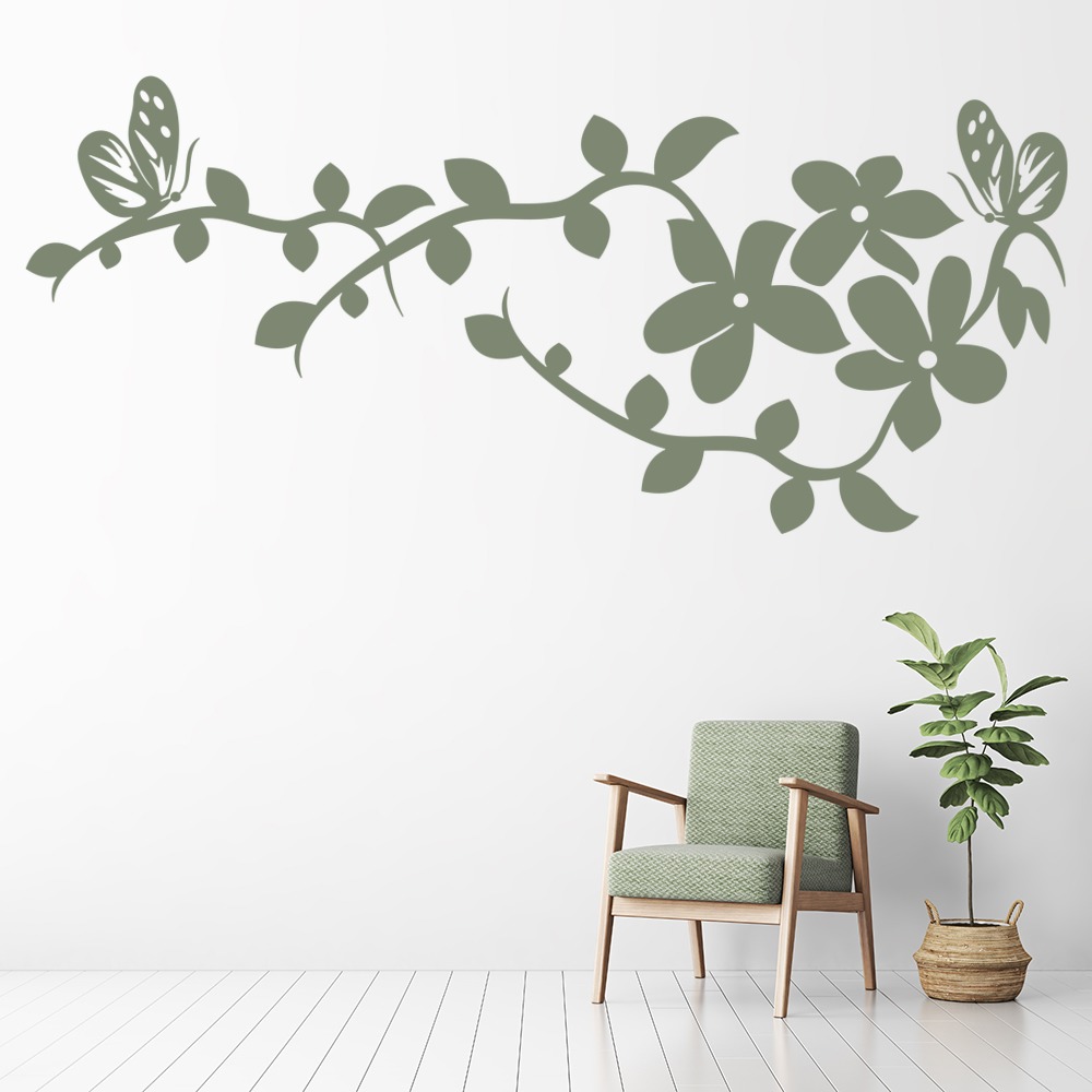 Flower Branch Butterfly Wall Sticker