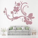 Flower Swirl Floral Butterflies Wall Sticker