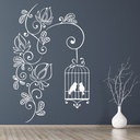 Flowering Branch Bird Cage Wall Sticker