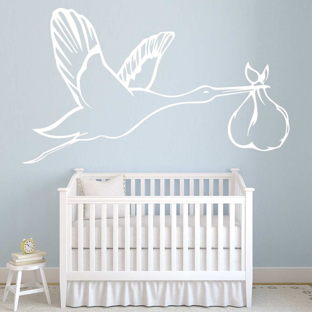 Flying Stork Baby Shower Wall Sticker