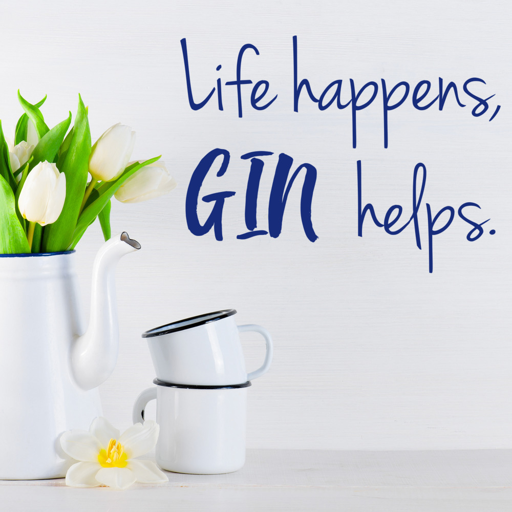 Gin Helps Alcohol Quote Wall Sticker