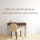 Giving Up Inspirational Quote Wall Sticker - Mod8