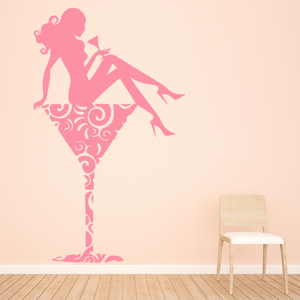 Glamour Girl Martini Glass Wall Sticker