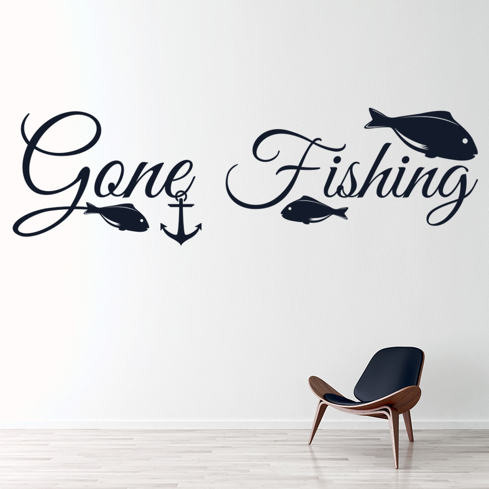 Gone Fishing Quote Wall Sticker - Mod3