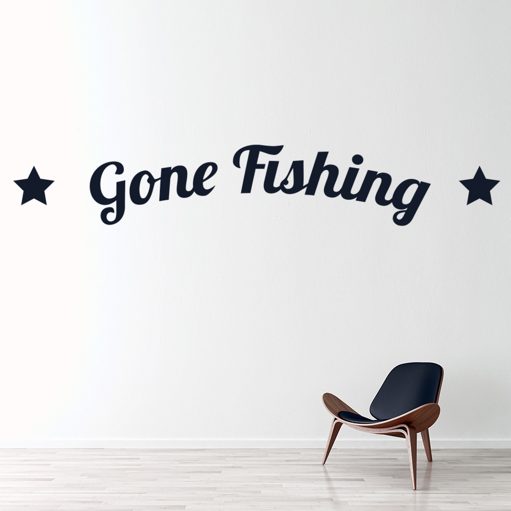 Gone Fishing Quote Wall Sticker - Mod2