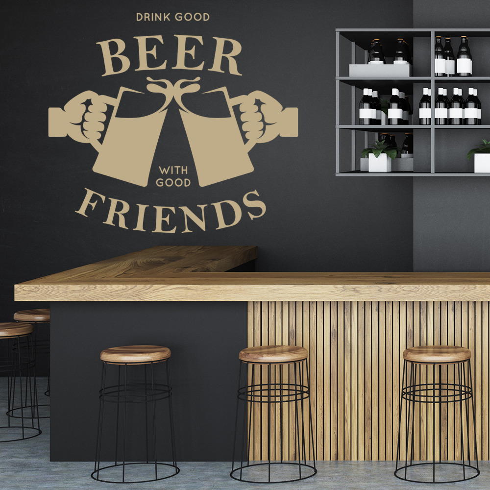 Good Beer Good Friends Kitchen Quote Wall Sticker