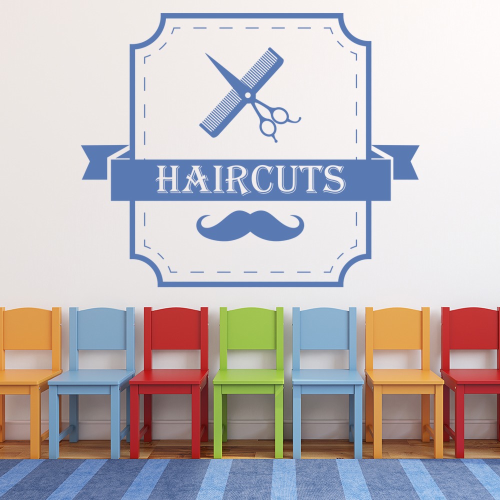 Haircuts Sign Barber Shop Wall Sticker