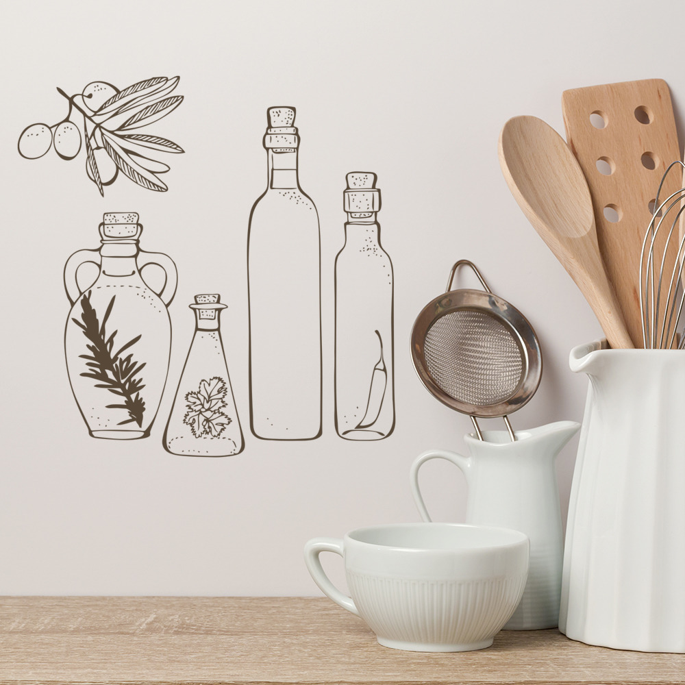 Herb Bottles Kitchen Wall Sticker