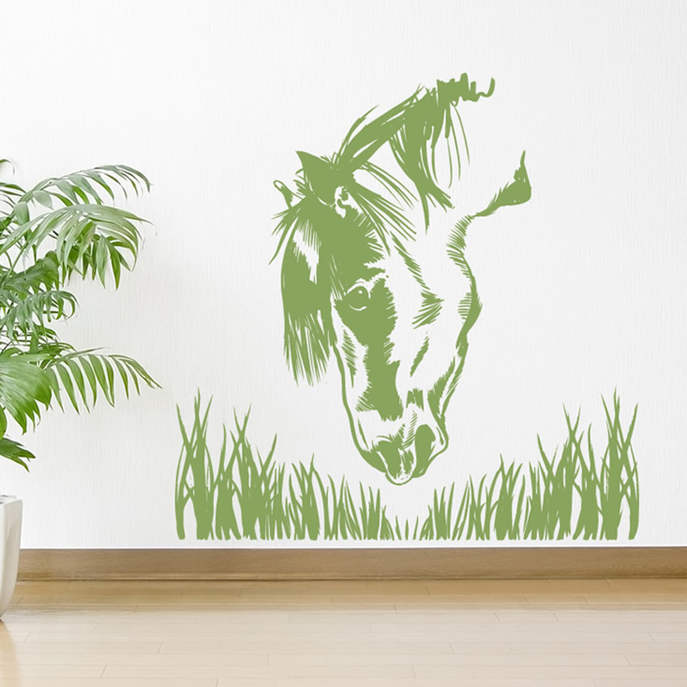 Horse Head Grass Farm Wall Sticker